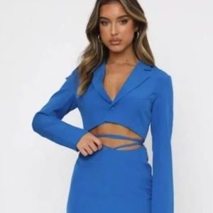 White Fox Boutique Creative Direction Cropped Blazer Electric Blue